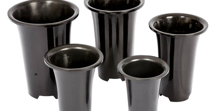 Black round flower nursery pot (1)