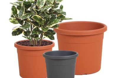 Grey flower pot with drainage holes (1)