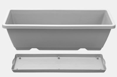 Rectangular white plastic flower pot (1)