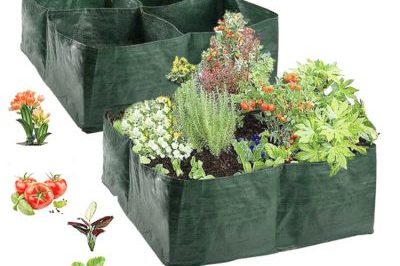 Square green plastic divider grow bag (4)